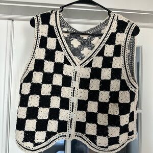 Black and White Checkered top/vest